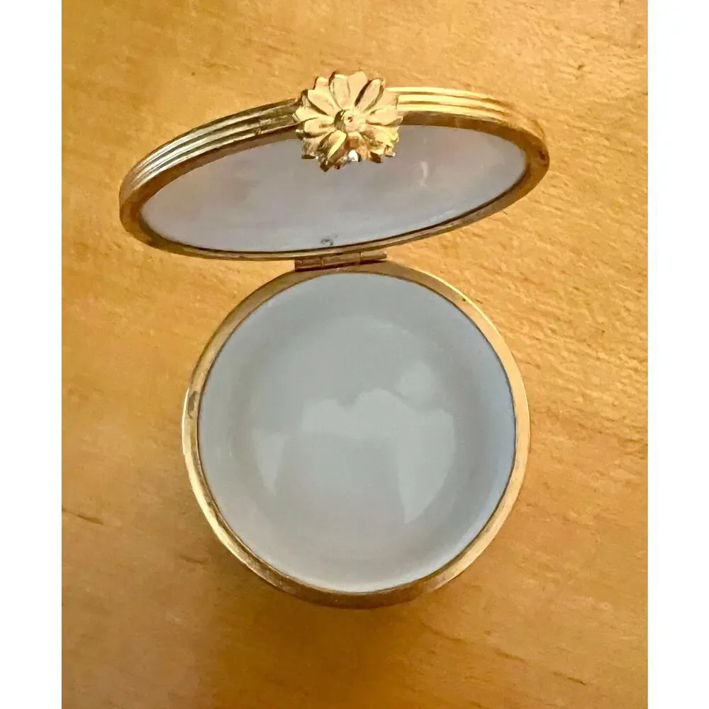 Vintage Limoges France Hand-Painted Porcelain Trinket Box for Asprey London